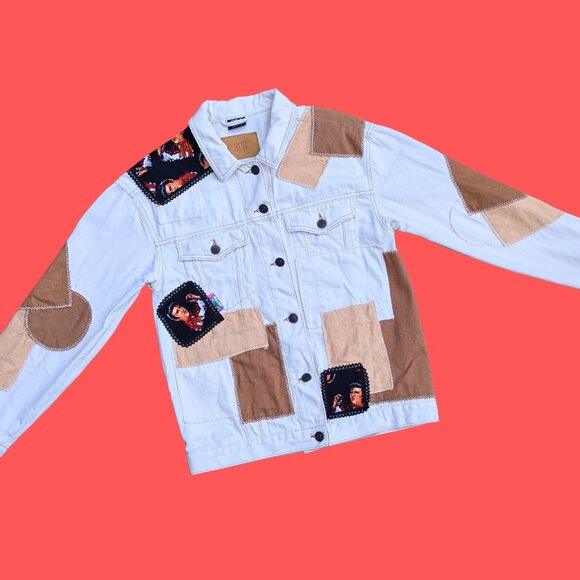 SOLD Handmade, Upcycled Elvis Presley Patchwork, Denim Jacket Size XS - Picture 4 of 4